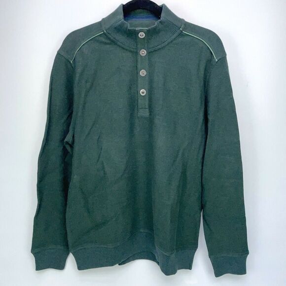 NWT Tommy Bahama Green Scrimshaw Spruce Button Pullover Sweater Mens Medium M